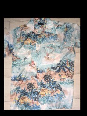 Vintage Mod BUD BERMA Hawaiian Button Front Shirt Mens Size L